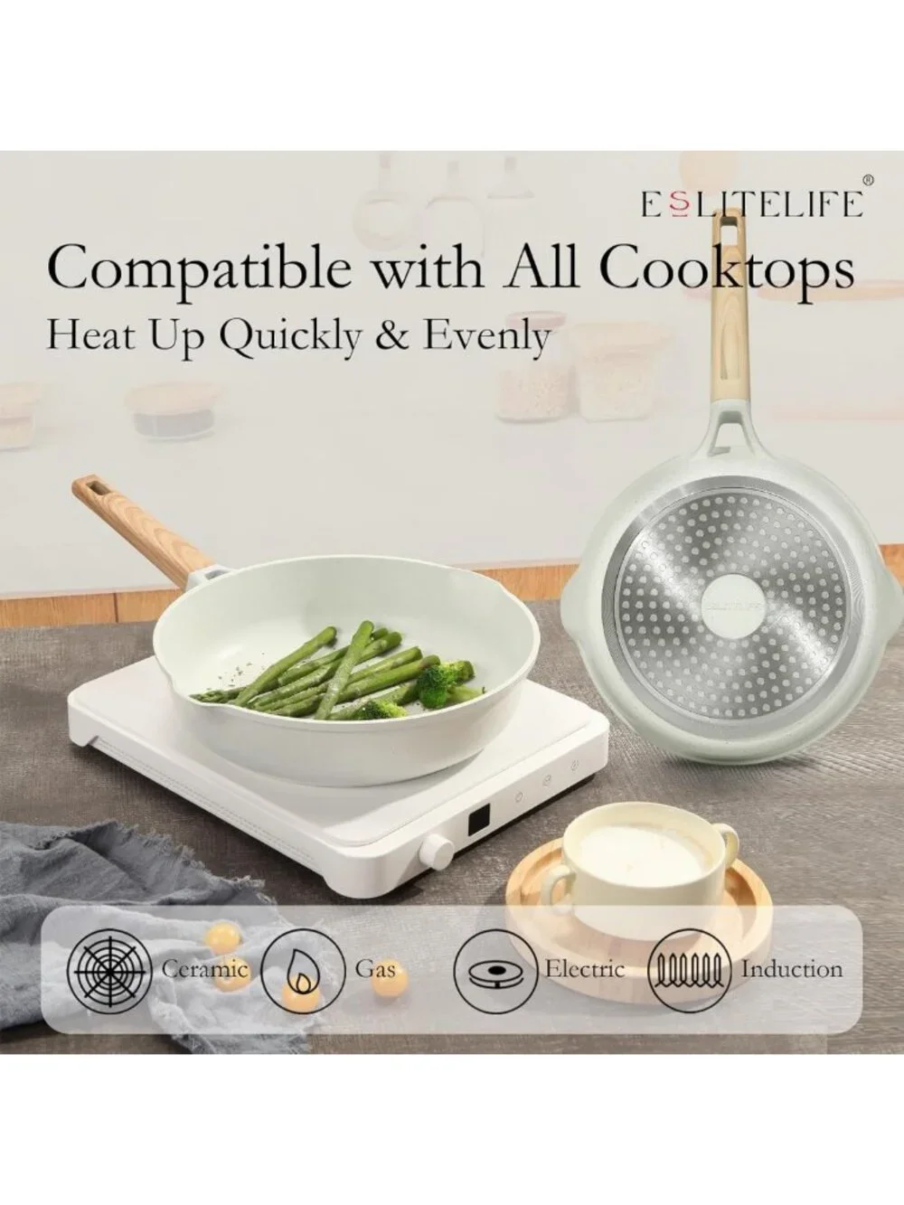 Nonstick Ceramic Frying Pan - Non-Toxic Skillet for Eggs & Omelettes, 9.5